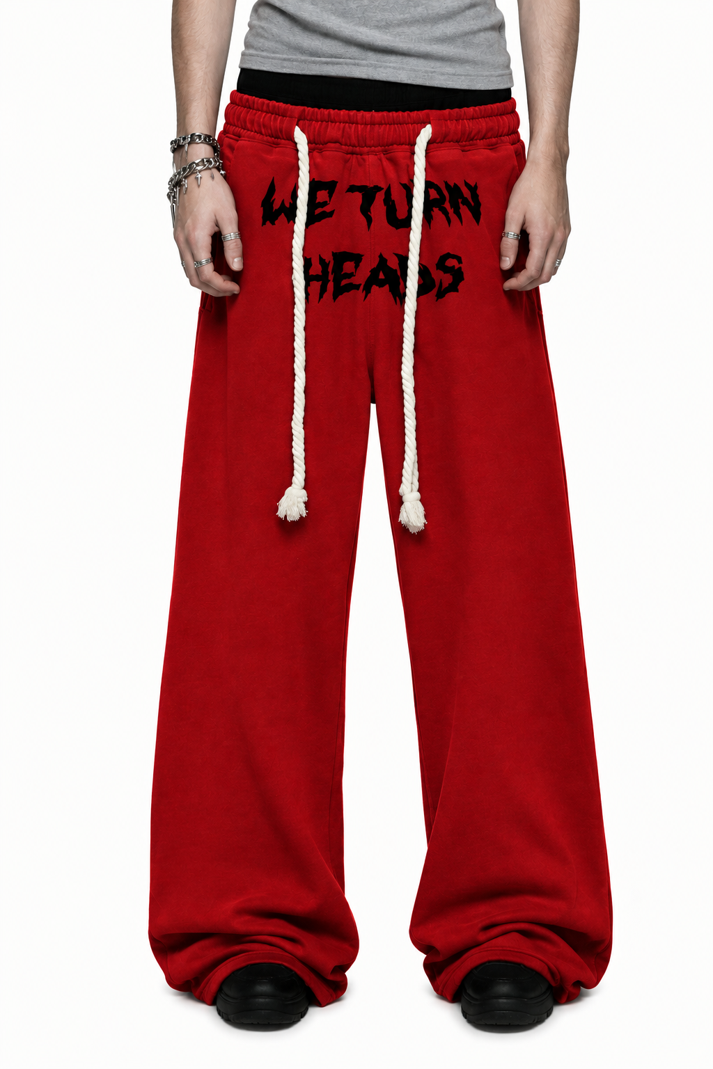 “we turn heads”  sweatpants