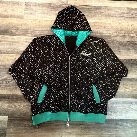 FASHNYST Rhinestone logo zipup hoodie