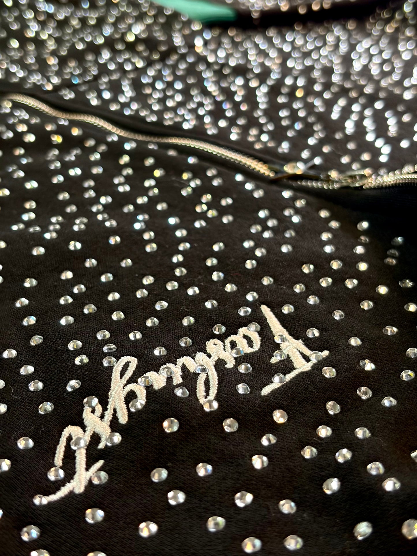 FASHNYST Rhinestone logo zipup hoodie