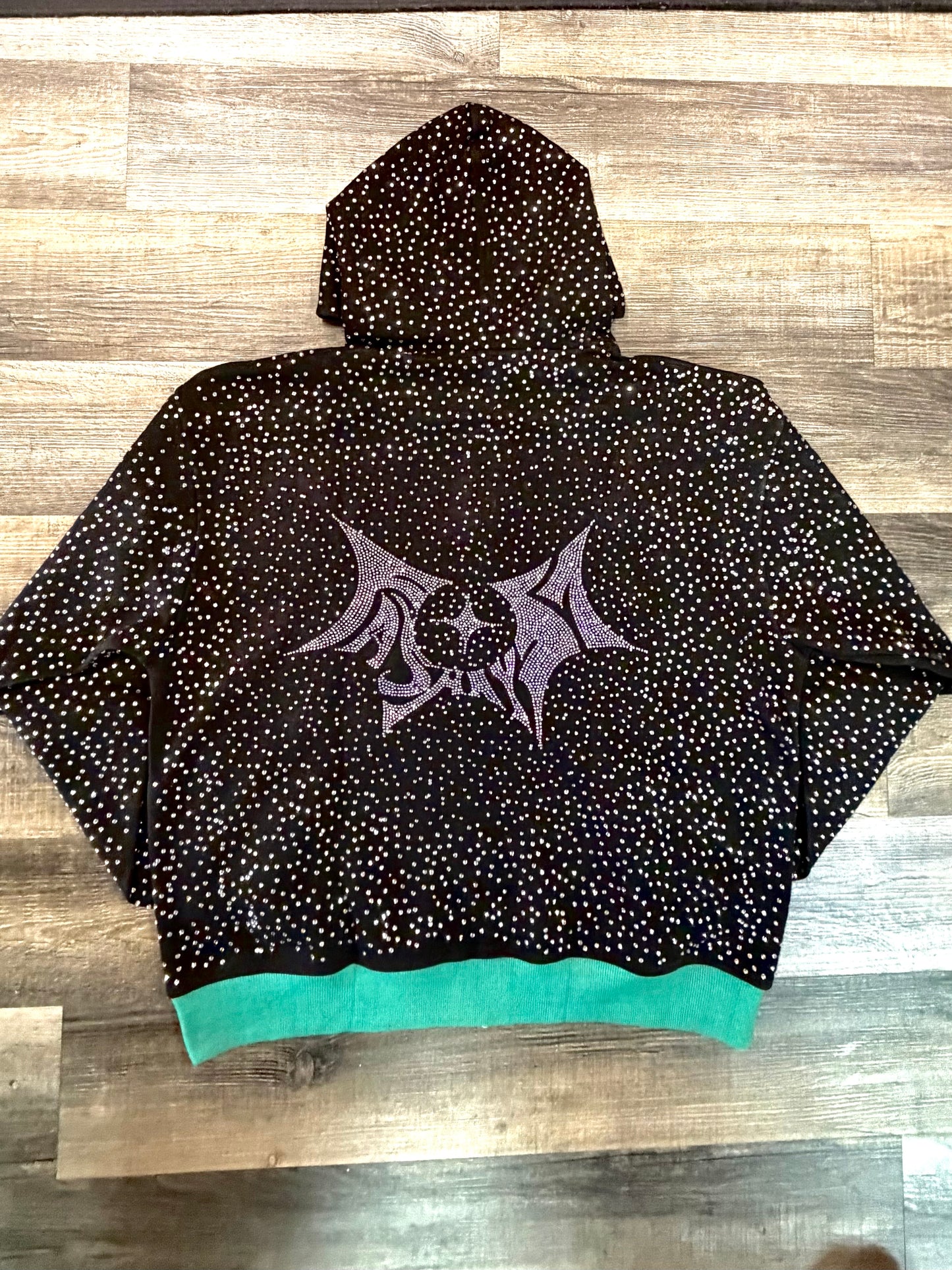 FASHNYST Rhinestone logo zipup hoodie